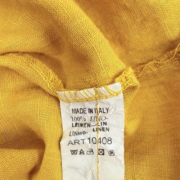 Made In Italy Womens Linen Tunic Top‎ Plus Size 3X Yellow Lagenlook Beach Summer - Picture 8 of 12